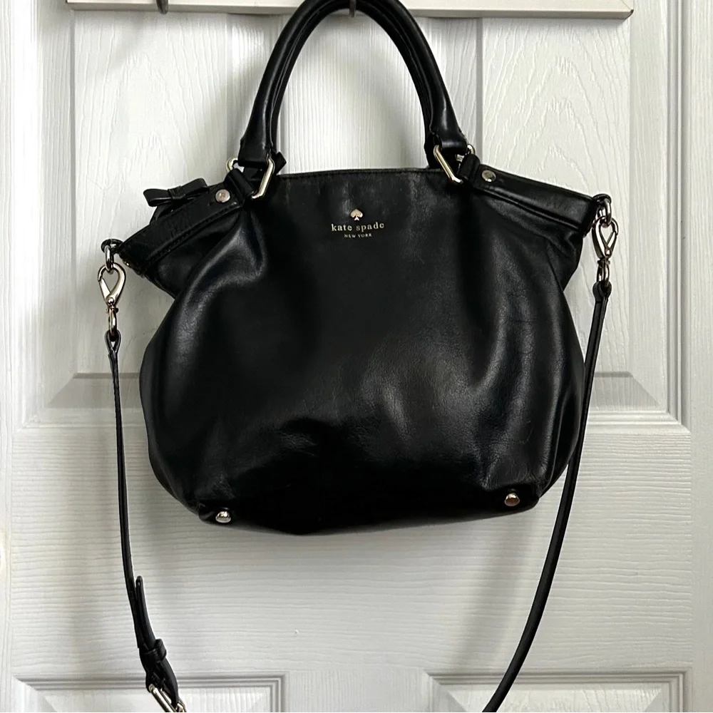 Kate Spade Black Leather Carry-all Shoulder Satchel/Crossbody Bag